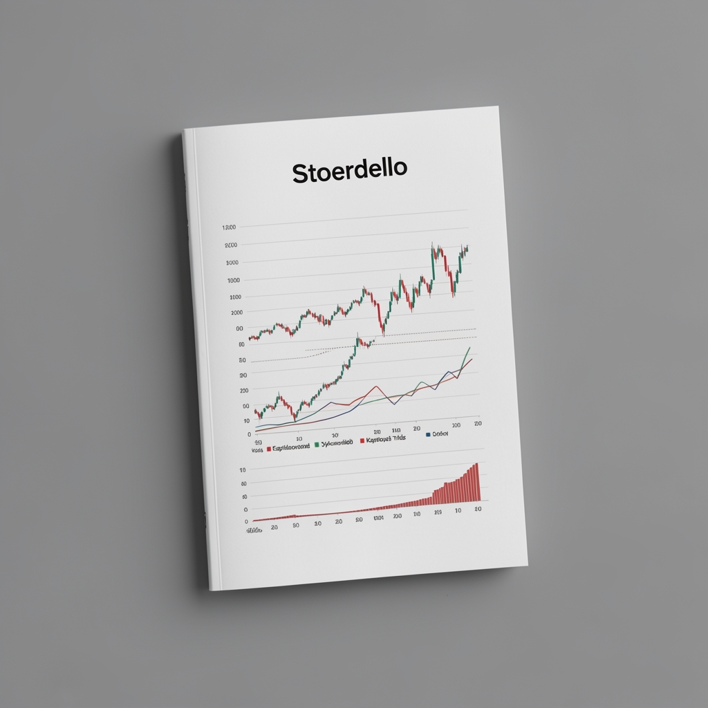 Přebal PDF analytické zprávy Stoerdello s grafy výkonnosti kapitálových trhů na šedém pozadí